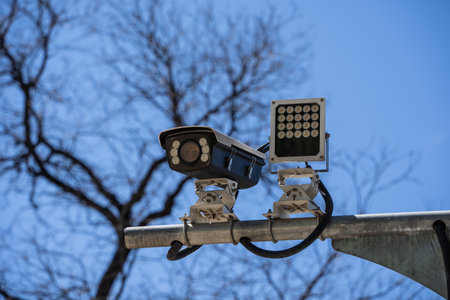 Security CCTV camera with led light security system.の写真素材