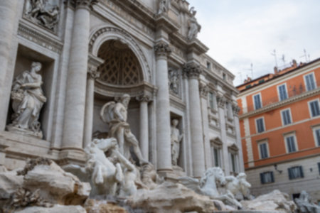 Blur Ancient View of the Trevi Fountain or Fontana di Trevi Rome, Italy.の写真素材