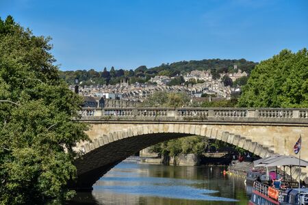 River Avon flowing under bridgeの写真素材