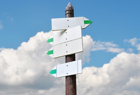 Tourist signs - sky backgroundの写真素材
