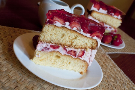 Cake with strawberriesの写真素材