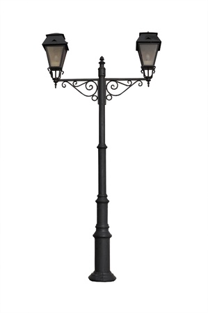 Old lamppost - isolated on white backgroundの写真素材