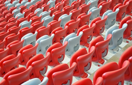 Stadium seats - red and white のeditorial素材