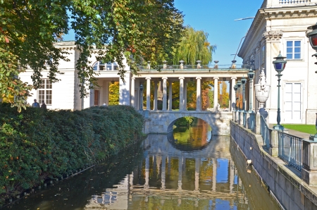 Old lazenki royal palace in golden - Warsaw Poland のeditorial素材