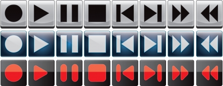 Set of vector buttons for digital web, mp3 of video player のイラスト素材