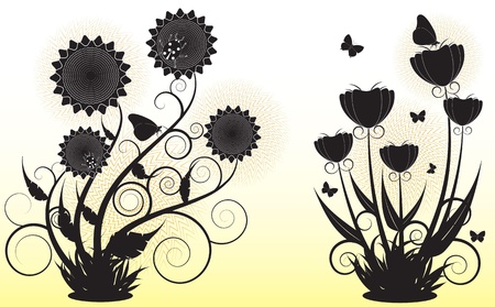Flowers set 1  Vector illustration of fancy modern flowersのイラスト素材