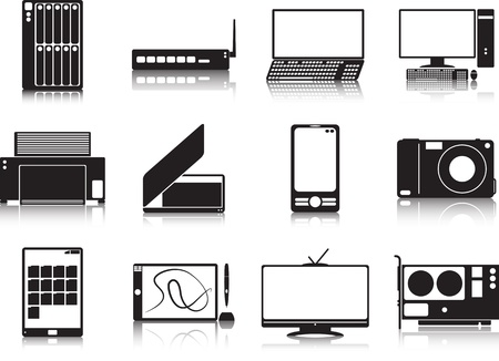 illustration set showing differend kinds of multimedia devices のイラスト素材