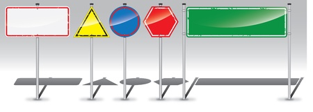 Detailed road sign labels set のイラスト素材