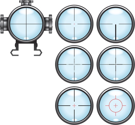 Illustration  set of highly detailed sniper scopes のイラスト素材