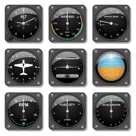Set of basic aircraft gauges のイラスト素材