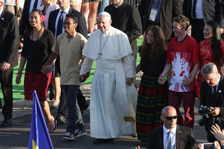 BRZEGI, POLAND - JULY 29, 2016: World Youth Day 2016 , Brzegi near Krakow o/p pope Francisのeditorial素材