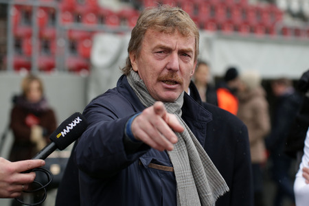 KRAKOW, POLAND - DECEMBER 01, 2016: Charity football game featuring players and politician at Cracovia Stadium o/p Zbigniew Boniek chairman of the Polish Football Associationのeditorial素材