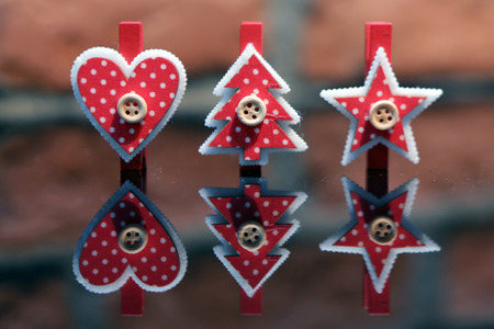 Christmas decoration: christmas clothes pegの写真素材