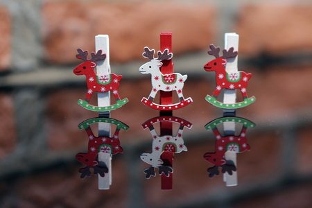 Christmas decoration: christmas clothes pegの写真素材