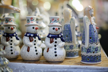 Snowman at christmas marketの写真素材