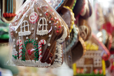 Christmas gingerbreads at christmas marketの写真素材
