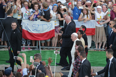 BRZEGI, POLAND - JULY 30, 2016: World Youth Day 2016 , Brzegi near Krakow o/p  pope Francisのeditorial素材