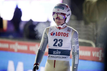 ZAKOPANE, POLAND - JANUARY 22, 2016: FIS Ski Jumping World Cup in Zakopane o/p Yumu Harada JAPのeditorial素材