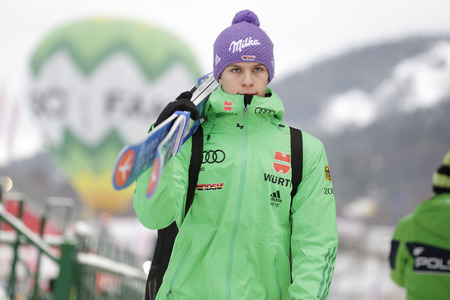 ZAKOPANE, POLAND - JANUARY 24, 2016: FIS Ski Jumping World Cup in Zakopane o/p ANDREAS WELLINGER GERのeditorial素材