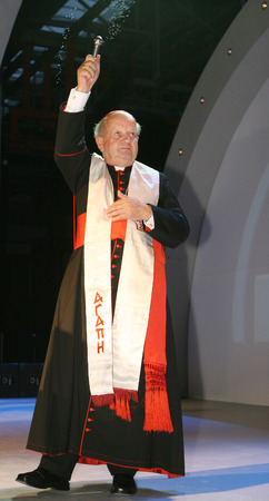 NIEPOLOMICE, POLAND - OCTOBER 04, 2007, Opening ceremony at MAN TRUCKS factory o/p  Stanislaw Dziwiszのeditorial素材