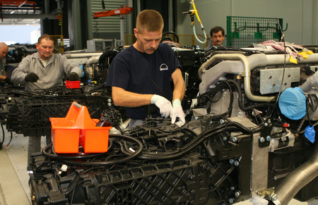 NIEPOLOMICE, POLAND - OCTOBER 04, 2007, Opening ceremony at MAN TRUCKS factory o/p factory