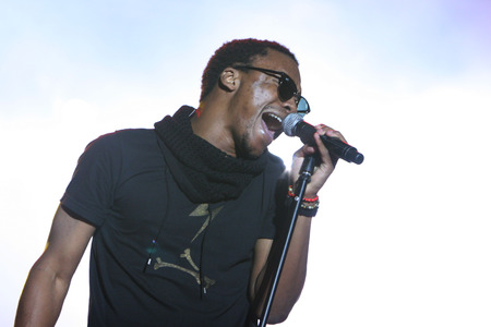 KRAKOW, POLAND - AUGUST 20, 2009: Coke Live Festival, o/p  Lupe Fiascoのeditorial素材