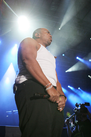 KRAKOW, POLAND - AUGUST 22, 2008: Coke Live Festival, o/p Timbalandのeditorial素材