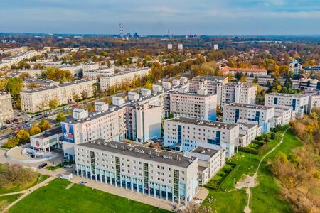 Nowa Huta, district of Krakow - Cracow, Poland. Aerial view of Plac Centralny (Ronald Regan's Central Square)の写真素材