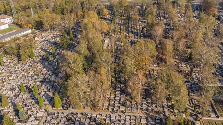 Cemetery in Olkusz, Poland - aerial viewの写真素材