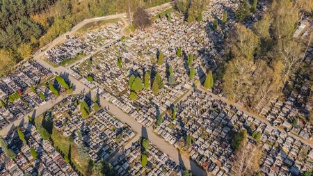 Cemetery in Olkusz, Poland - aerial viewの写真素材