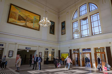 TARNOW, POLAND - OCTOBER 09, 2021: Polish city in Malopolska often called "Pearl of Polish Renaissance". o / p railway stationのeditorial素材
