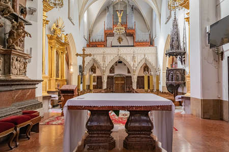 TARNOW, POLAND - OCTOBER 10, 2021: Polish city in Malopolska often called "Pearl of Polish Renaissance". Europe's most beautiful town according CNN. o / p Cathedral of the Nativity of the Blessed Virgin Maryのeditorial素材