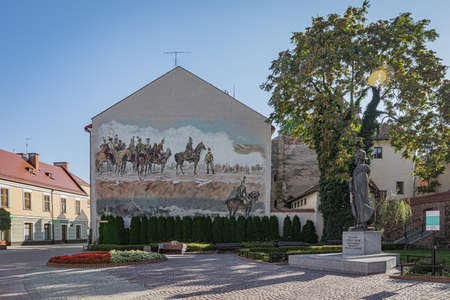 TARNOW, POLAND - OCTOBER 09, 2021: Polish city in Malopolska often called "Pearl of Polish Renaissance". Europe's most beautiful town according CNN. o / p Hungarian square with Jozef Bem monumentのeditorial素材