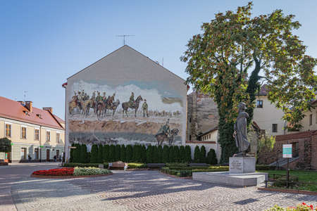 TARNOW, POLAND - OCTOBER 09, 2021: Polish city in Malopolska often called "Pearl of Polish Renaissance". Europe's most beautiful town according CNN. o / p Hungarian square with Jozef Bem monumentのeditorial素材
