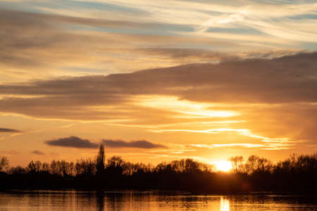 Sunset in England,Branston Water Park 2021の写真素材