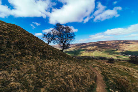 A trip along the mountain range in the Peak District, from Mam Tor to Losehill Pike Wards Pieceの写真素材