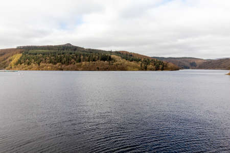 Walking on Derwent Valley Water Board in Peak District UKの写真素材