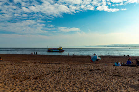 Exmouth Beach at low tide in the morningの写真素材