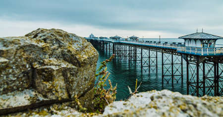 Llandudno pier in Wales during the morning ,United Kingdonの写真素材