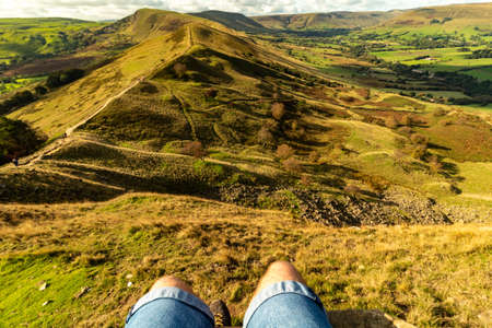 While sitting on a slope admiring the view,National Park Peak District UK, autumn 2021.