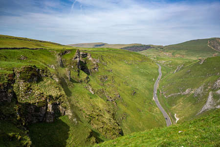 Winnats Pass in Peak District National Park in England ,April 2022.