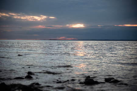 View sunset on sea side in England.