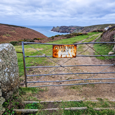 Nanjizal beach, also known as Mill Bay, a beach and cove near Lands End,Cornwall England UK Europeの写真素材