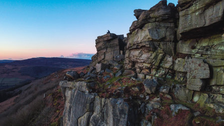 Capturing the Beauty of Bamford Edge at Sunset: A Stunning Viewの写真素材