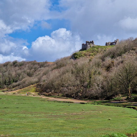 Originally built in the 12th century, Pennard Castle played a strategic role in the defense of the area. Over the centuries, it fell into disrepair and now stands as a romantic ruin. As you wander through the site, you can imagine the castle's former glorのeditorial素材