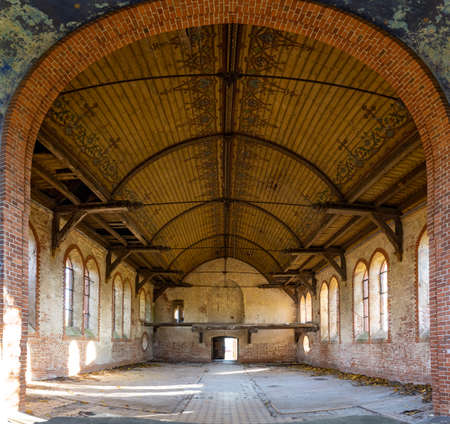 beautiful interior of an old abandoned churchの写真素材