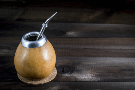 with yerba mate gourd and bombilla materoの写真素材