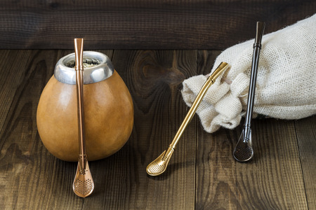 Fresh tasty yerba mate with dedicated accesoriesの写真素材