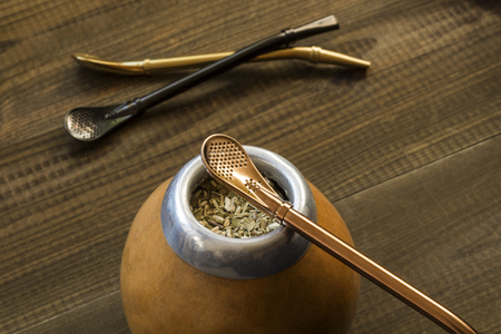 Fresh tasty yerba mate with dedicated accesoriesの写真素材