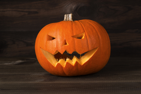 Halloween carved pumpkin, jack-o-lanternの写真素材